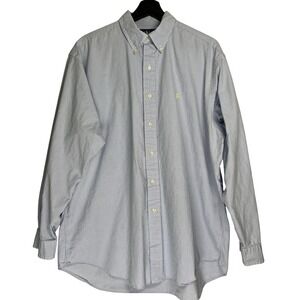 Ralph Lauren Blake Shirt Large Blue White Gingham Cotton Button Down Long Sleeve